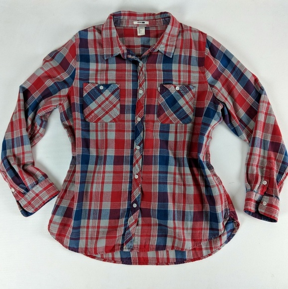 Tops | Levis Womens Flannel Button 